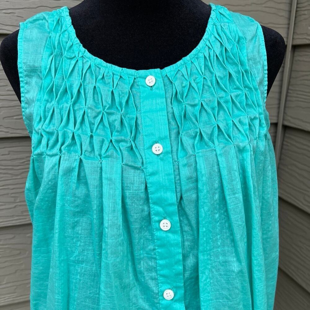J. CREW, sleeveless, button-down top, green, women's size 8